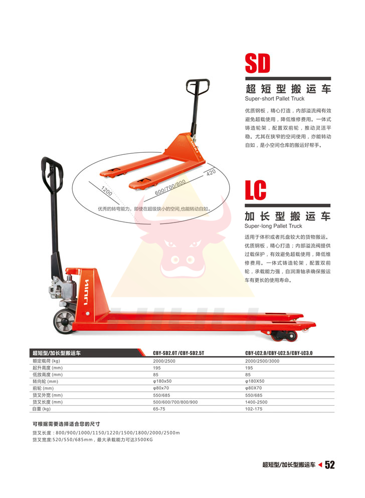 52輕型液壓搬運車、超短型、加長型搬運車-拷貝